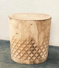 Wood handicraft side table, Color : Natural