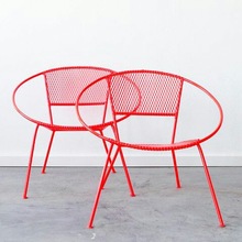 Metal Chic Color Round Outdoor Chairs, Color : glossy red