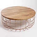 Metal solid wood coffee table