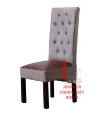 Vintage Canvas Leather Wooden Dining Chair, Color : Customized