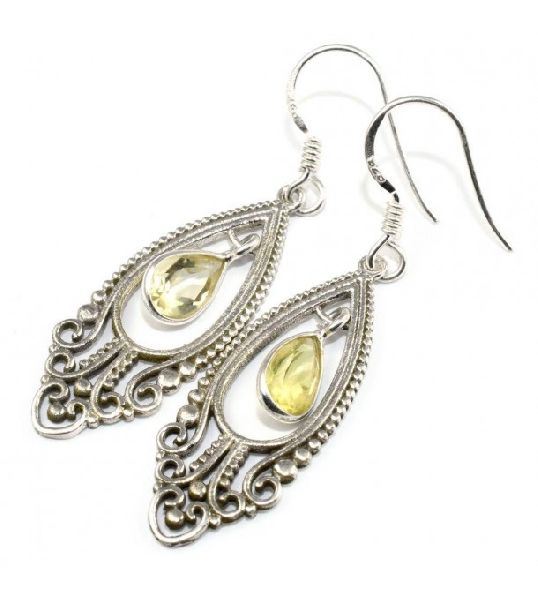 Actual Drop Pear Shape Citrine 925 Sterling Silver Earring