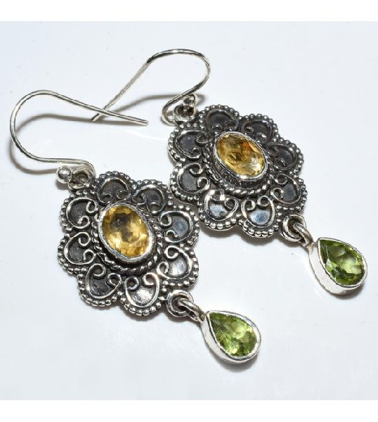 Amazing Citrine, Peridot 925 Sterling Silver Earring