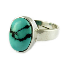 Blue Turquoise Silver Ring, Size : Free