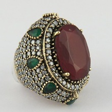 Bridal Ruby and Emerald Ring, Occasion : Anniversary, Engagement, Gift, Party, Wedding