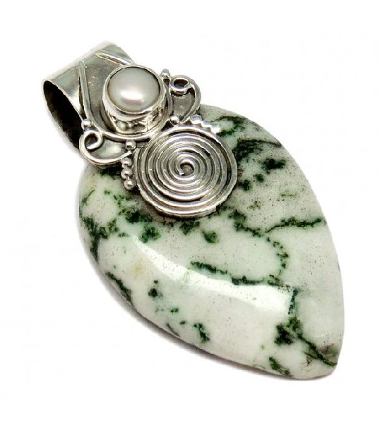 Fantastic Look Moss Agate 925 Sterling Silver Pendant