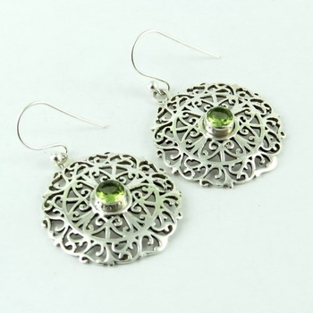 Green Peridot Sterling Silver Earring, Occasion : Anniversary, Engagement, Gift, Party, Wedding