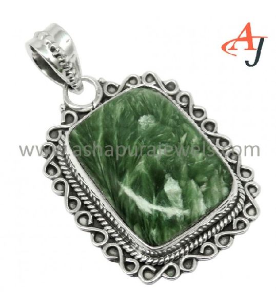 Incredible !! Seraphinite Gemstone Silver Jewelry Pendant