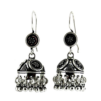 Indian Style Oxidized Plain Silver Earring
