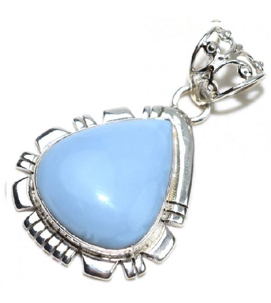 Lovely Look Blue Fire Pear Opal 925 Sterling Silver Pendant