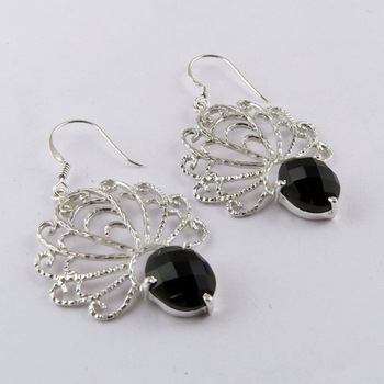 Oval Shape Black Onyx Earring, Occasion : Anniversary, Engagement, Gift, Party, Wedding