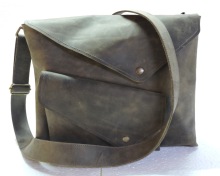 Gray Hanco Leather Messenger Bag