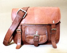 Handicraft Villa Leather Laptop Shoulder Bag, Color : Beige