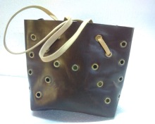 Leather Tote Bag With Eyelets