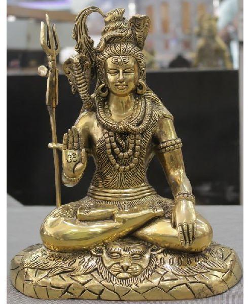 Brass Hindu God Shiva with Blessing Hand Statue Religious Statue