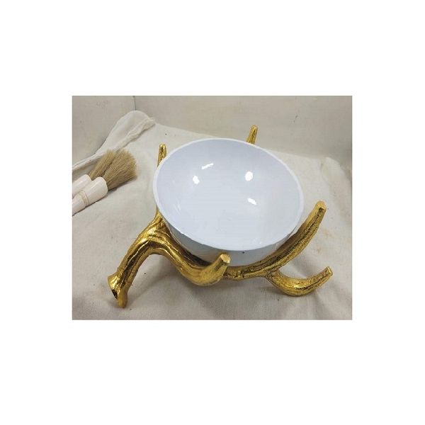 gold and white bowl