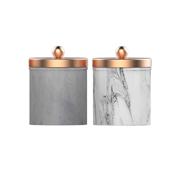 marble candle jar with metal lid