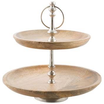 wood 2 tier cake stand