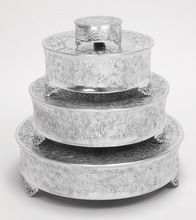 TIJARAT Metal WEDDING CAKE STAND SILVER, Size : 22, 20, 18, 16, 14 inches round