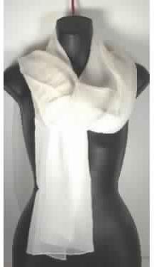 22 x 72 inch long white silk chiffon scarves