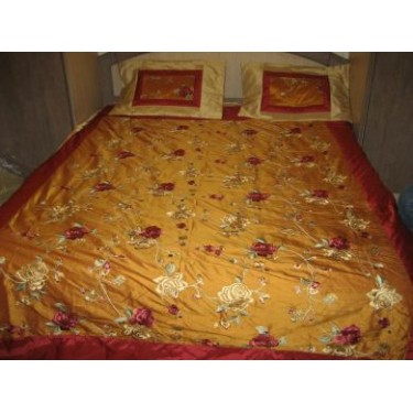 Gorgeous Silk Dupioni Bed Cover And Pillow Case Set Manufacturer