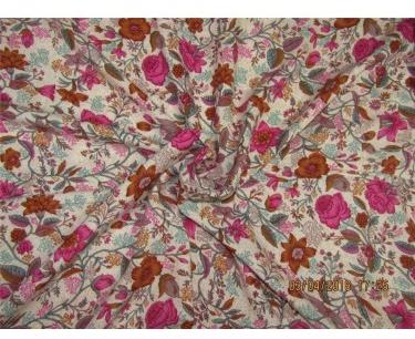 Modal printed fabric Ivory, pink,brown 44 inch wide-floral
