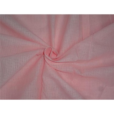 peachy pink cotton organdy 44 inch micro check/window pane design