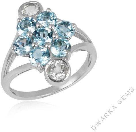 Blue topaz silver ring 925 sterling silver gemstone