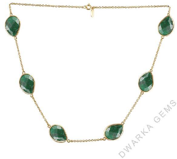Sterling Silver Green Onyx Necklace