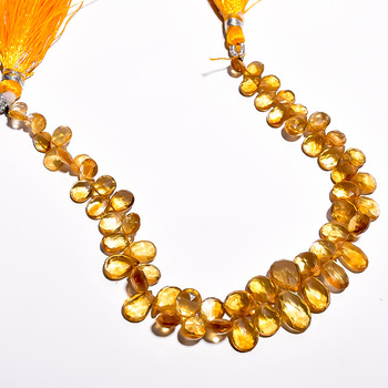 Noor Mohammed Pear Yellow Citrine Gemstone Beads