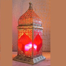 SPARK PRODUCTS Metal Colorful Glass Moroccan Lantern, for Home Decoration