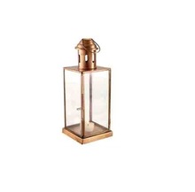 Copper Finish Candle Lantern Clear Glass