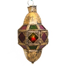 Moroccan Hanging Candle Lantern Multi Glass