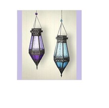 Moroccan Hanging Lantern Blue Glass