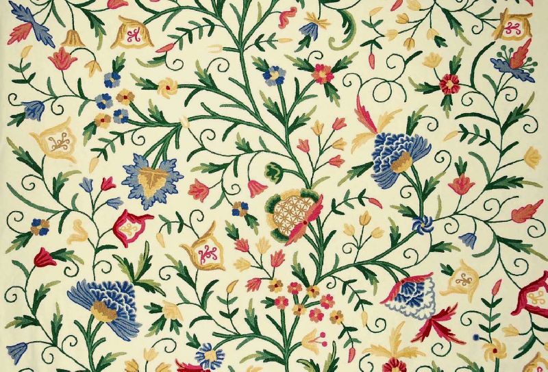 Cotton Crewel Embroidered Fabric 