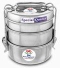 Steel Tiffin Box 3 Compartment, for Food, Feature : Eco-Friendly