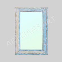 White washed Wooden Mirrorr, for Home, Shop, decoration etc