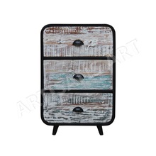 Wooden + Metal Wood Drawer Chest, for Office File Storage, Home, Hotel, Etc, Feature : Antique, Vintage