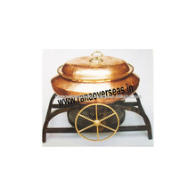 Brass Chafing Dish With Iron Metal Base.