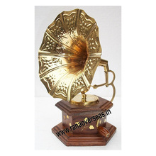 Wooden and Brass Octagnol Shape Gramophone