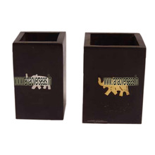 Wooden Brass Inlay Pen Stands, Feature : Eco-Freindly