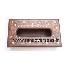 Wooden Brass Inlay Tissue Box