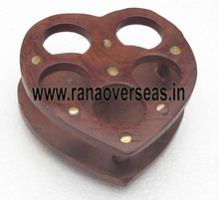 Wooden Heart Shape Brass Inlay Lipstick Stand