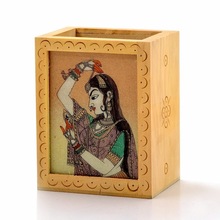 Handcrafted Wooden Pen Stand, Style : Folk Art