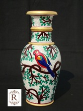 Handmade Rich Arts And Crafts Parrot Natural Marble Stone Flower Vase