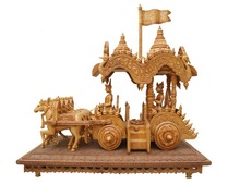 Wooden Four Horse Arjun Rath Krishan Sarthi Statue