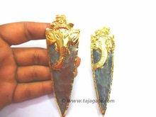 Ganesha Symbol Electroplated Arrowhead Pendants, Technique : Handmade