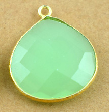 Brass Aqua Chalcedony Faceted