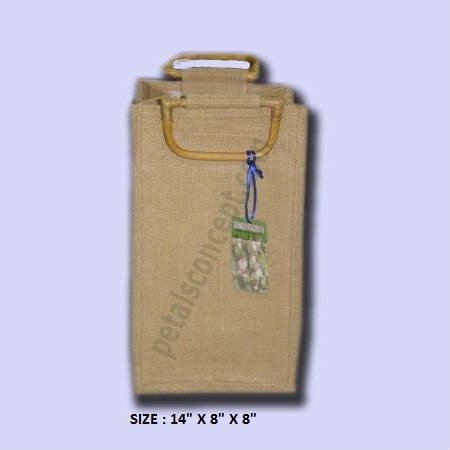 Wooden cane handle jute bag