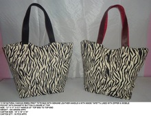 Canvas zebra print beach bag