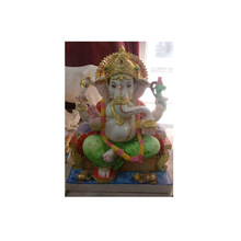 Decorated Marble Painted Ganapati Statue